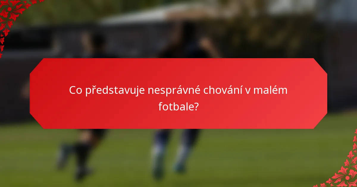 Co představuje nesprávné chování v malém fotbale?