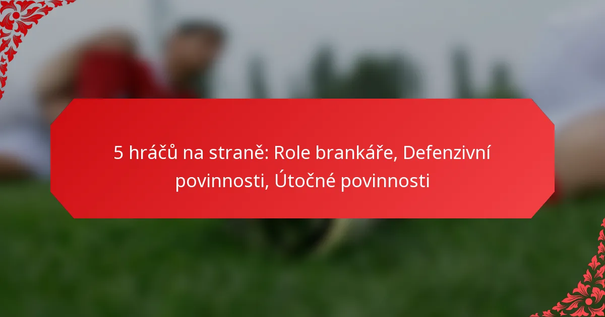 5 hráčů na straně: Role brankáře, Defenzivní povinnosti, Útočné povinnosti