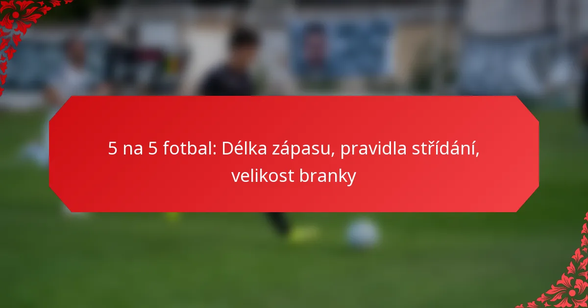 5 na 5 fotbal: Délka zápasu, pravidla střídání, velikost branky