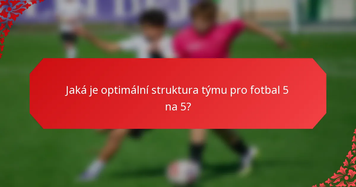 Jaká je optimální struktura týmu pro fotbal 5 na 5?