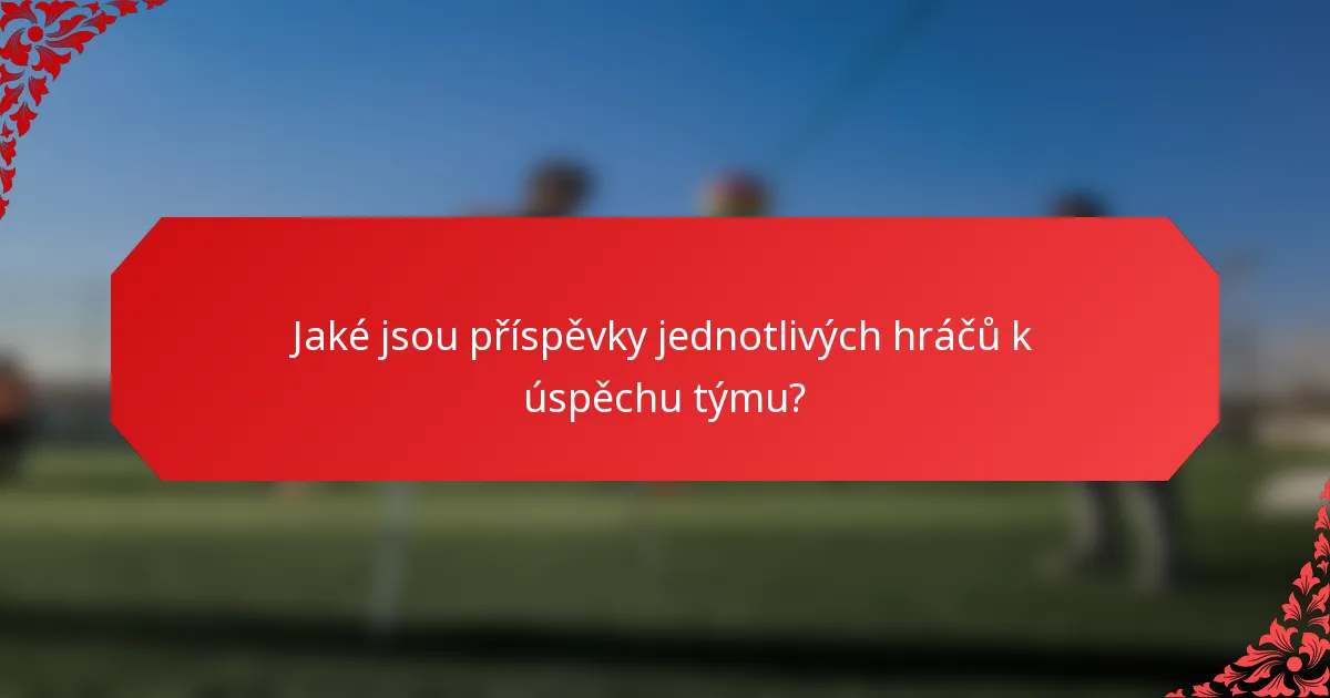 Jaké jsou příspěvky jednotlivých hráčů k úspěchu týmu?