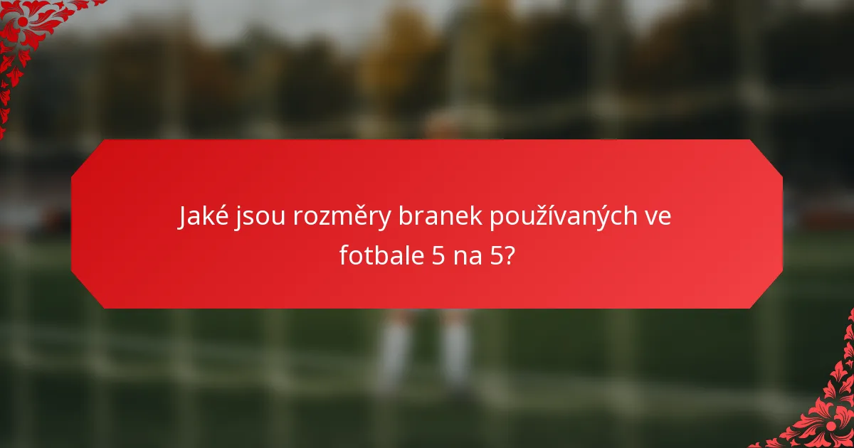Jaké jsou rozměry branek používaných ve fotbale 5 na 5?